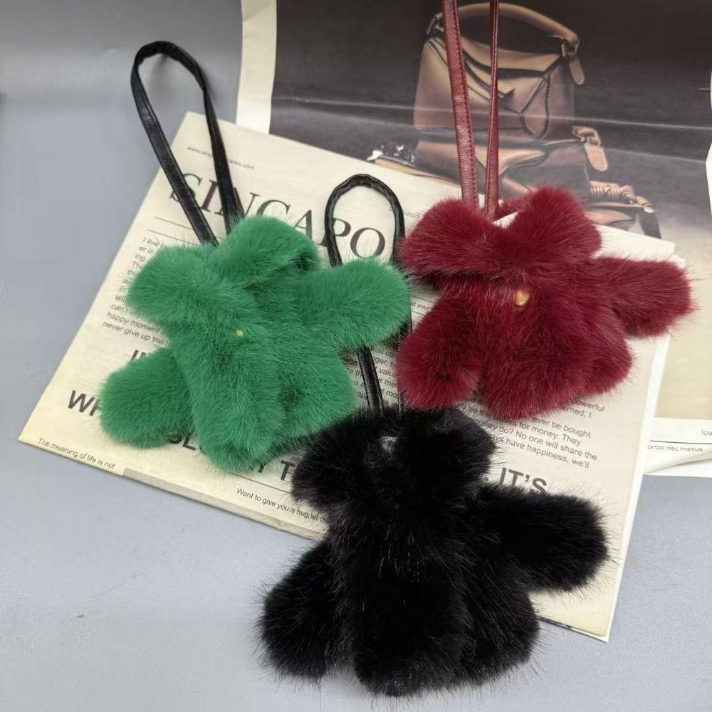 Niedlicher Faux-Kaninchenfell-Taschenanhänger Kleidung Form Weiche Schlüsseldekoration Hängendes Ornament Auto Schlüsseldekoration