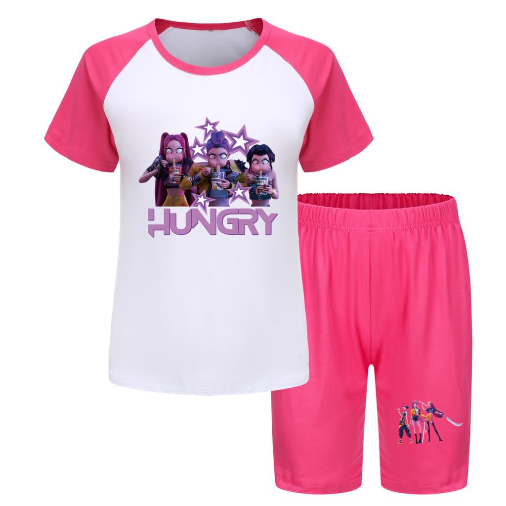 Kpop Demon Hunters Kids Summer Cotton Short Sleeve Shorts Set For Children