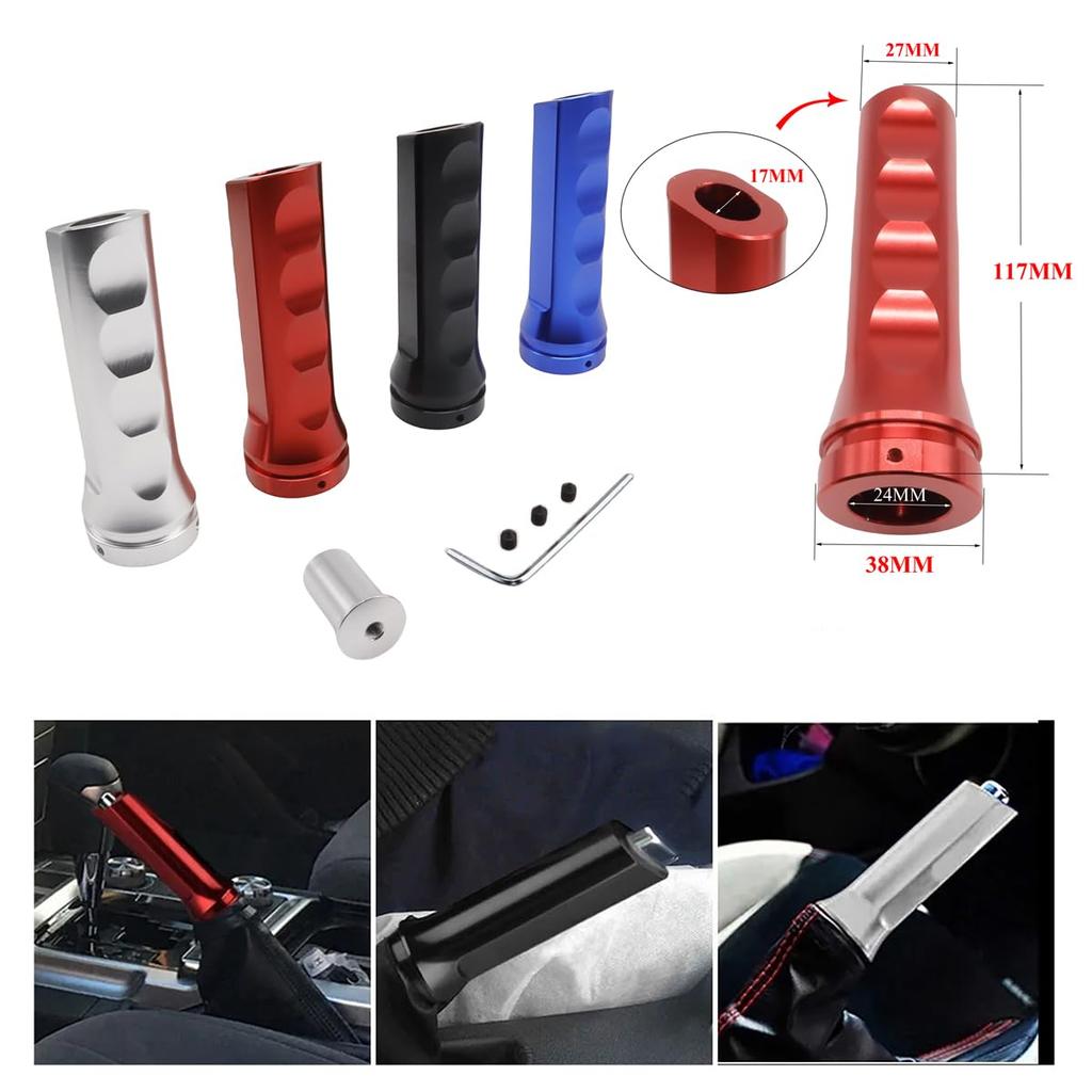SZYUMO Universal Automotive Aluminum Brake Protection Wavy Decorative Handbrake Automotive Interior Accessory for Brake Lever Cover, Sleeve, (Silver)