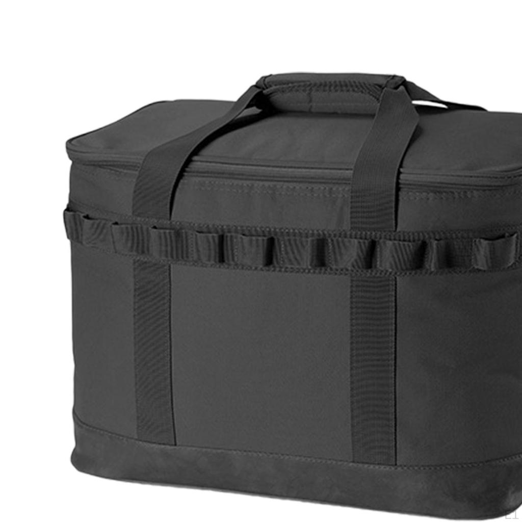 Camping Storage Bag Kitchen Cookware Handbag Wear Resistant Large Capacity with Mesh Pockets and