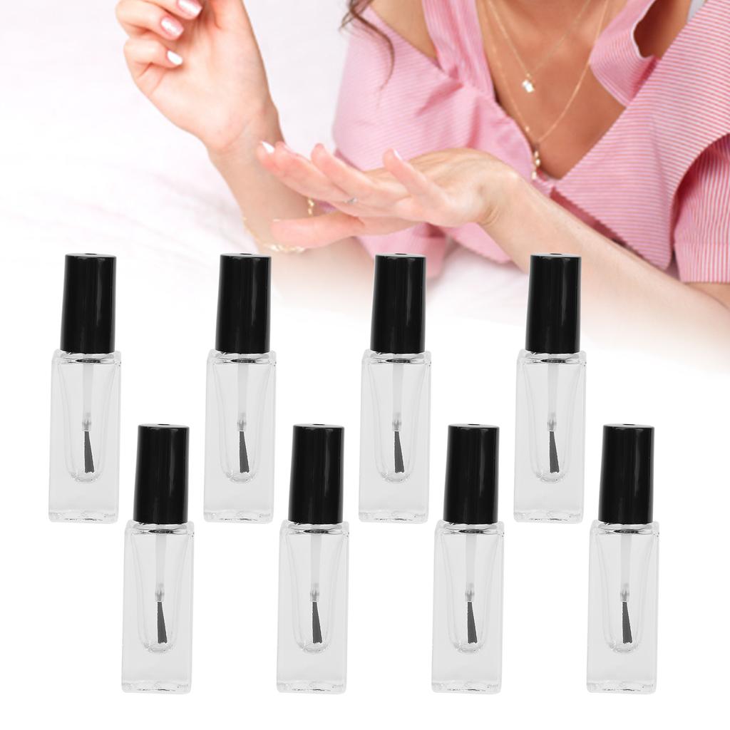 8 Stück Nachfüllbare Nagellackflaschen Transparentes Glas Nagellack Rechteckige Flaschen 7ml