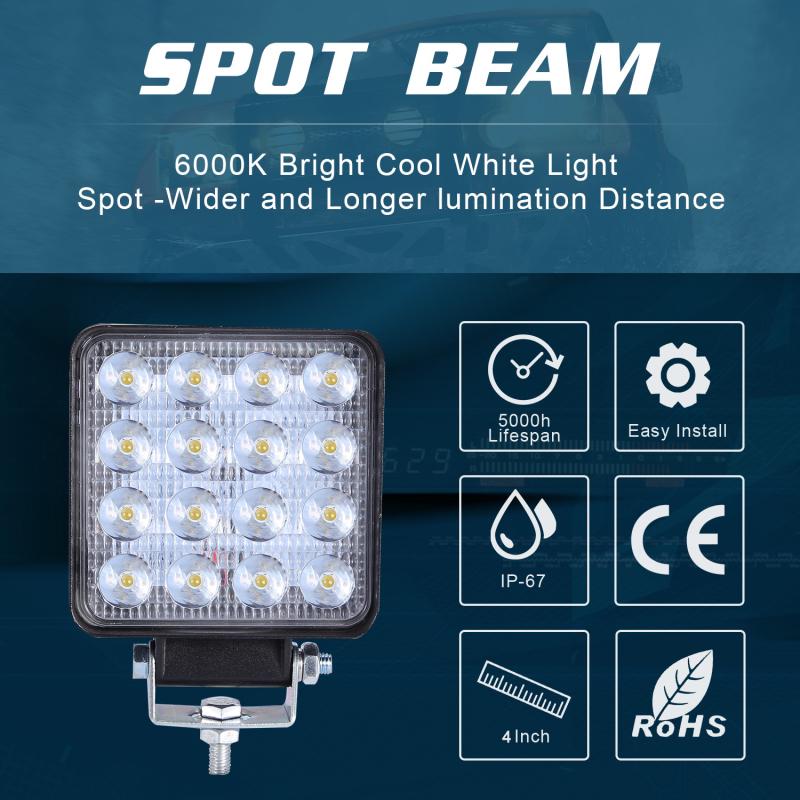 4inch Super Slim Square 160W Spotlight Beam Led Work Light Driving Fog ...
