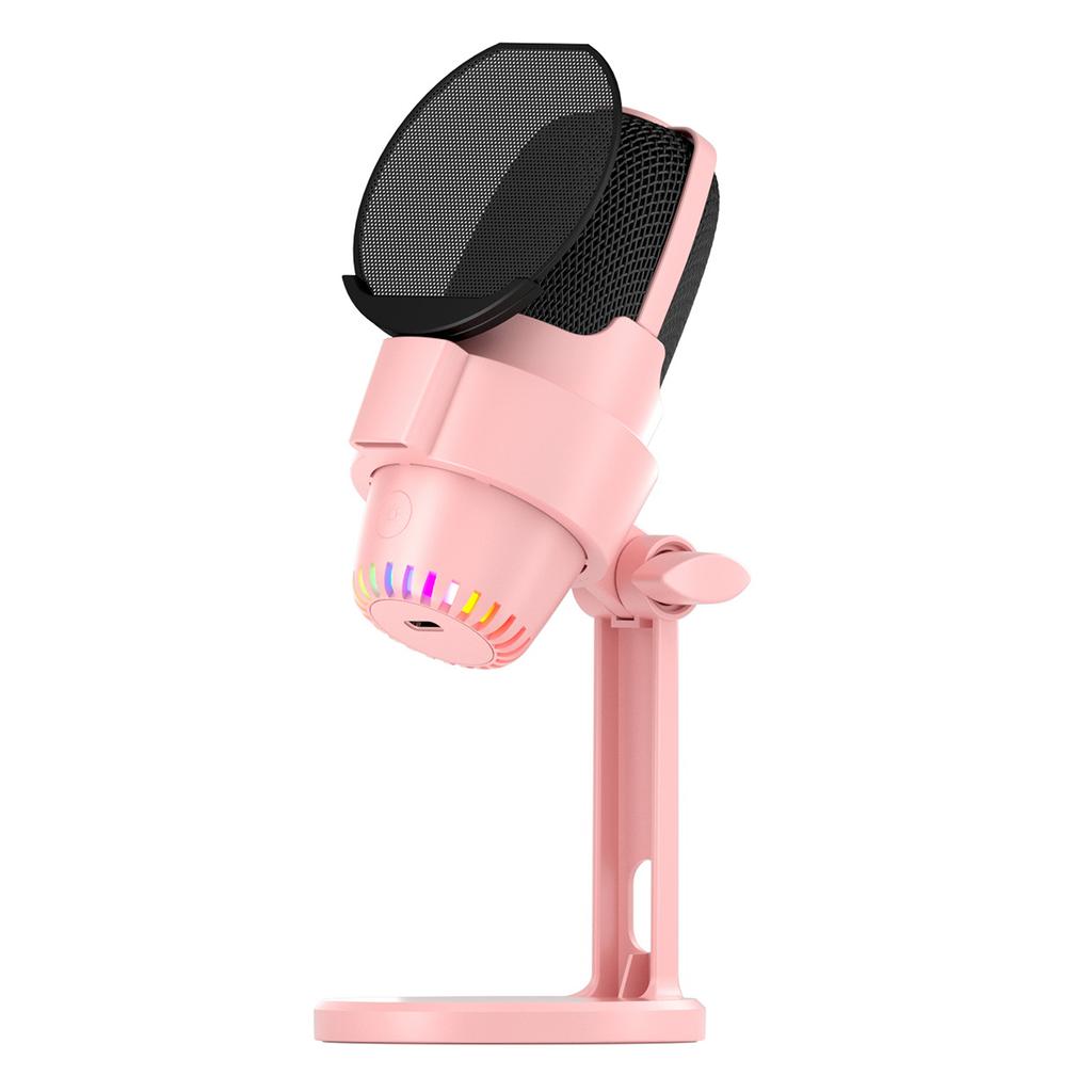 Mikrofon USB RGB Zestaw Mikrofonu Komputerowego ze Statywem Redukcja Szumów Plug & Play Jeden Klawisz do Wyciszenia dla