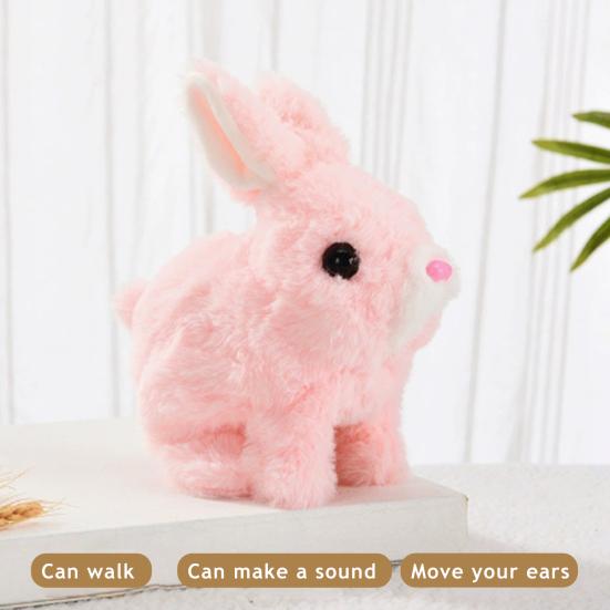 Electric Plush Rabbit Toy Jumping Moving Ears Nose Bunny Plushie Toddlers Interactive Simulation Stuffed Animal Toy with Sound