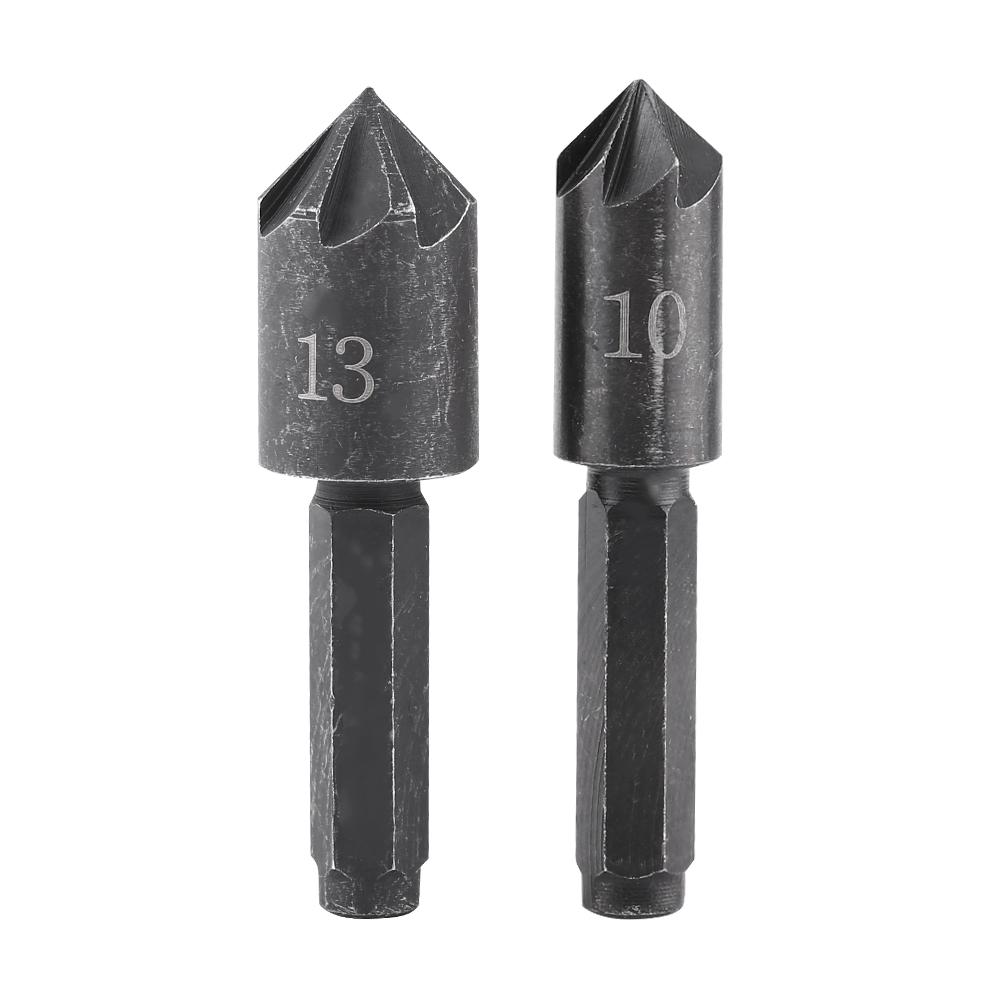 2pcs 7 Flute 82 Degrees 1 4 Hex Shank High Carbon Steel Countersink Cutter Bits