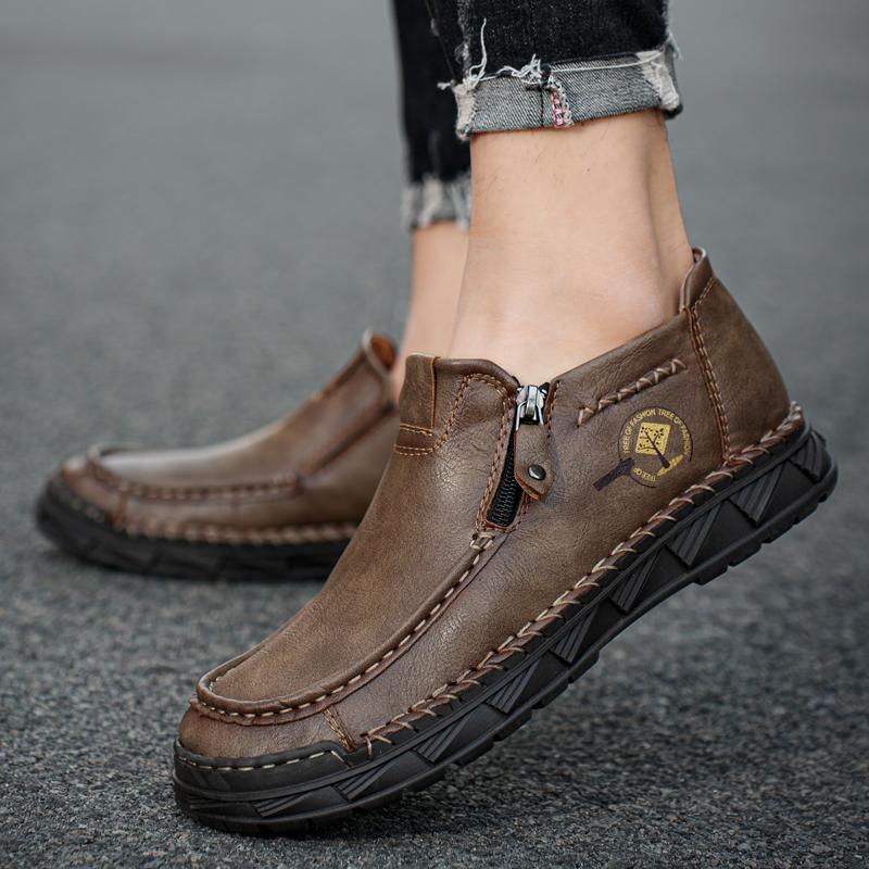 Golden Sapling Men's Casual Shoes Retro Genuine Leather Men Loafers Classics Moccasins Fashion Platform Flats Leisure Work Shoe
