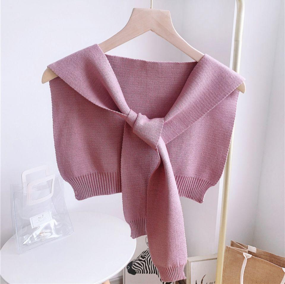 Shawl White Fake Collar Women Detachable Collars Warm Stripe Shoulder Wrap Knit False Collar Scarf Neckline Neckband Faux Col