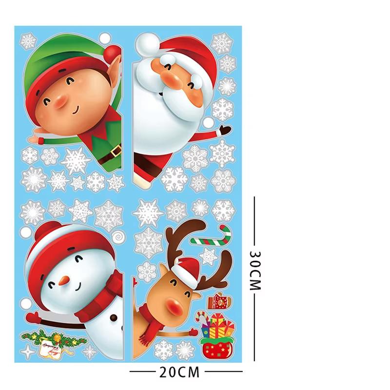 DIY Christmas Window Clings Stickers Xmas Decals Decorations Indoor Holiday Snowflake Santa Claus Reindeer Decals for Party