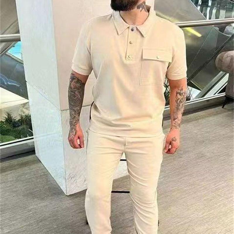 2023 European & American Men's Polo Shirt + Long Pants Sports Set - Spring/Autumn Casual Style