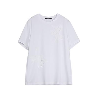 French Style Basic Elegant Dropped Shoulder Loose Round Neck Short Sleeve T-Shirt Women Tops White ET48704