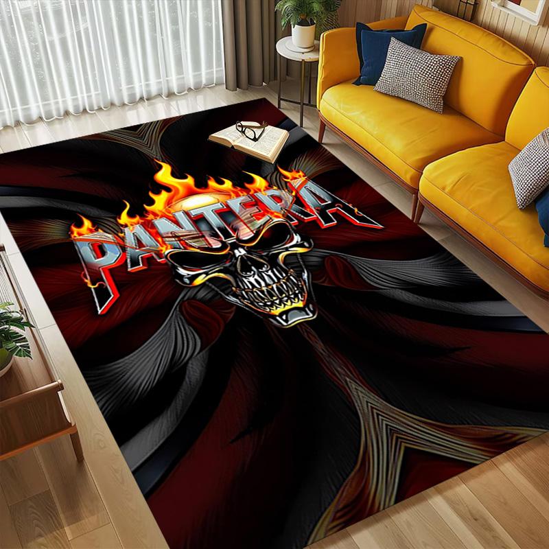 Pantera Skull Living Room Nonslip Area Rug Soft Carpet For Bedroom Game Playroom Sofa Office Home Decor Doormat Christmas Gift C9302892
