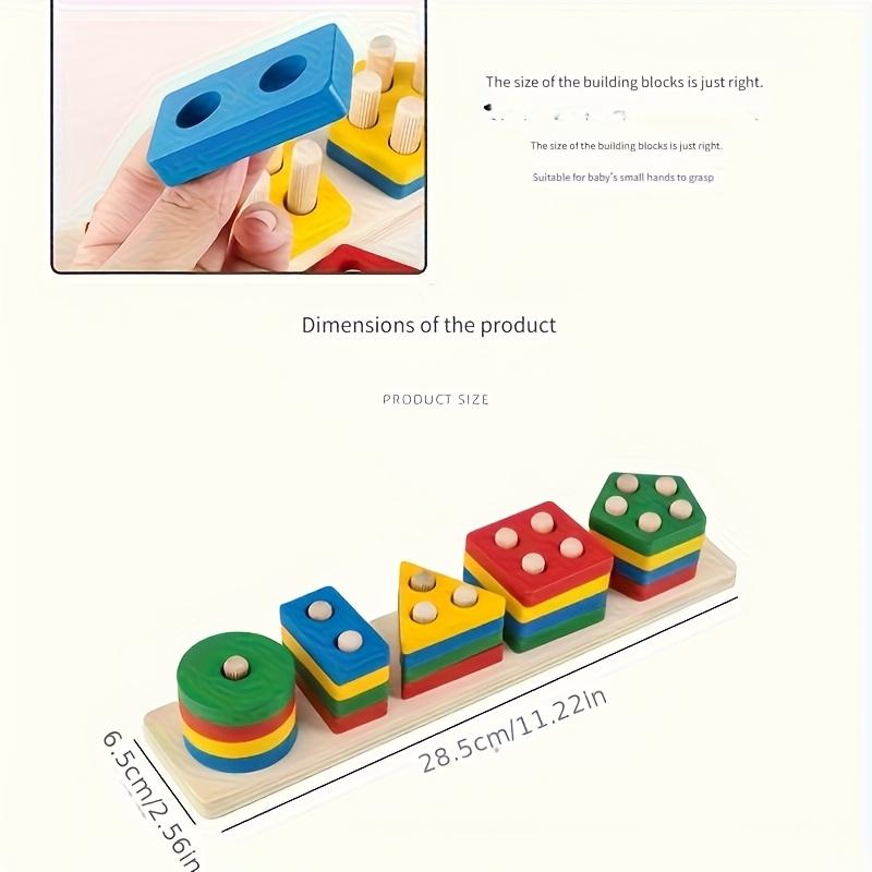 Toy Made of Wooden Stacking Blocks,Game for Sorting Shapes with Color And Shape Matching,Enhance Fine Motor Skills, Safe For, an Educational Puzzle