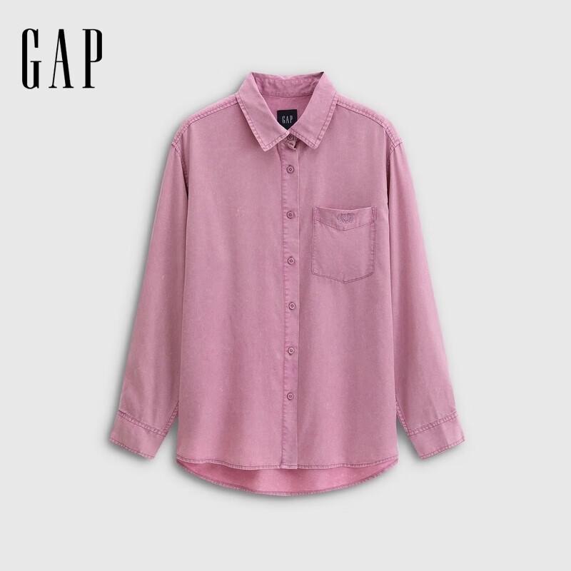 Gap Women's Embroidered Lyocell Loose Fit Long Sleeve Shirt