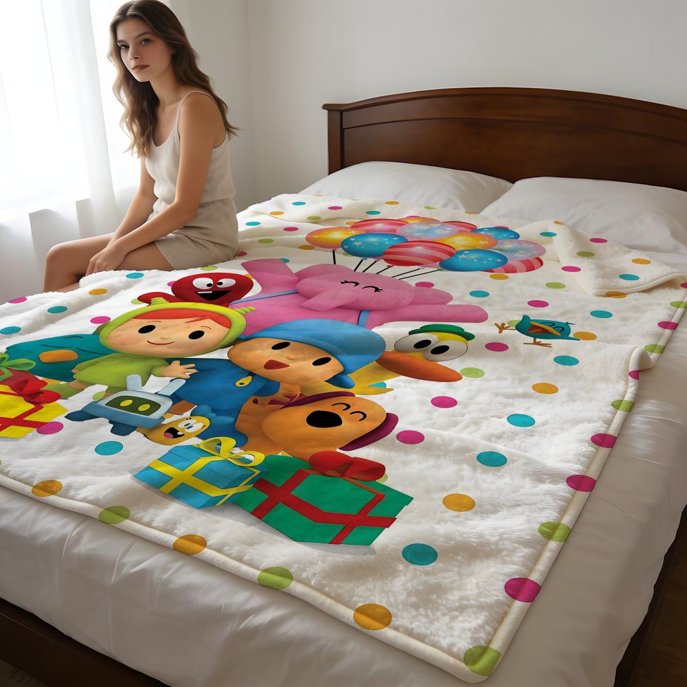 Throw High-Density Short Plush Blanket For Sofa Nap Air-Conditioned Room Soft Skin-Friendly B-Boy-Girl-Pocoyo 75X95CM