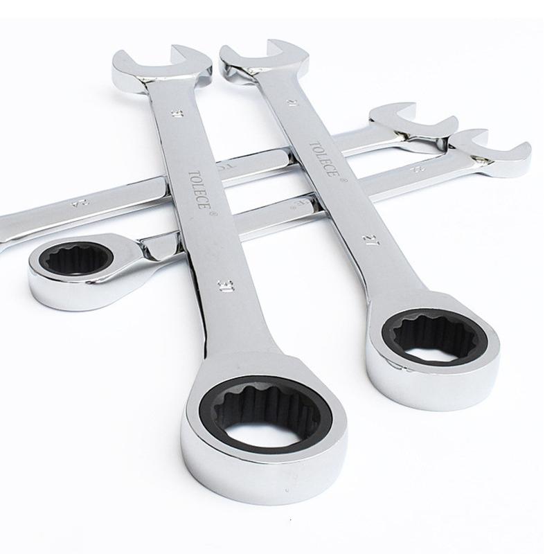 Ratchet Combination Wrench Set Fine Tooth Gear Ring Torque and Socket Wrench Set Nut Tools for Repair Open End Wrench