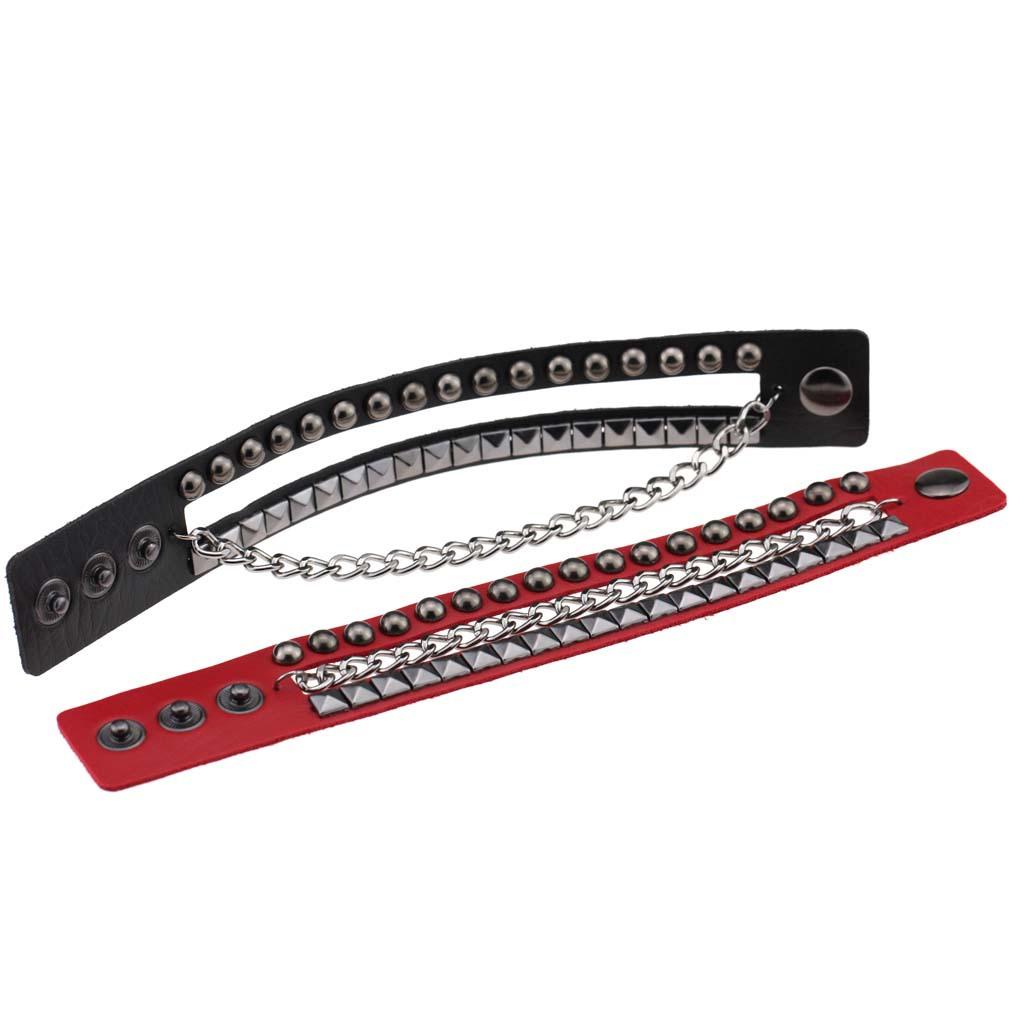 Punk Zeug Leder Nietarmband Männer Frauen Kettenmanschetten Armband Goth Schmuck Cosplay Emo Gothic Accessoires