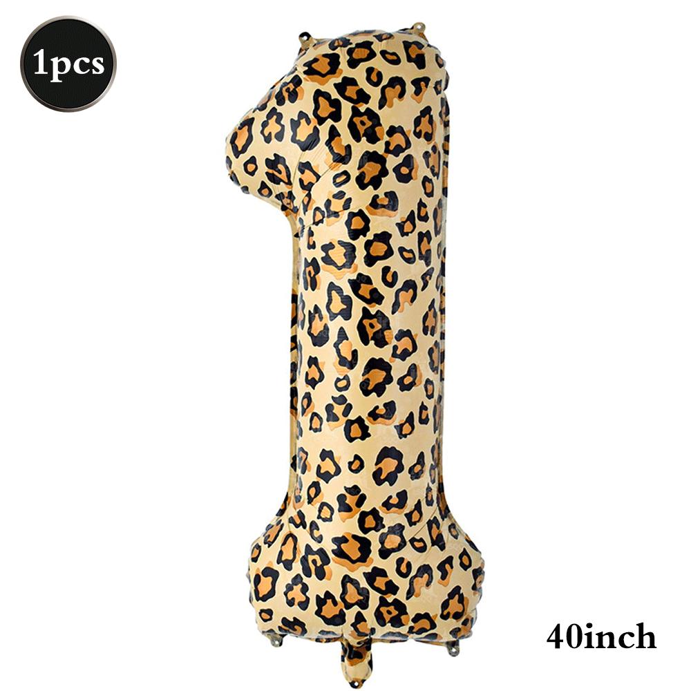 Leopard Print Number Foil Balloons 0-9 Jungle Safari Animal Theme Kids Birthday Party Decorations Baby Shower Helium Toys Globos