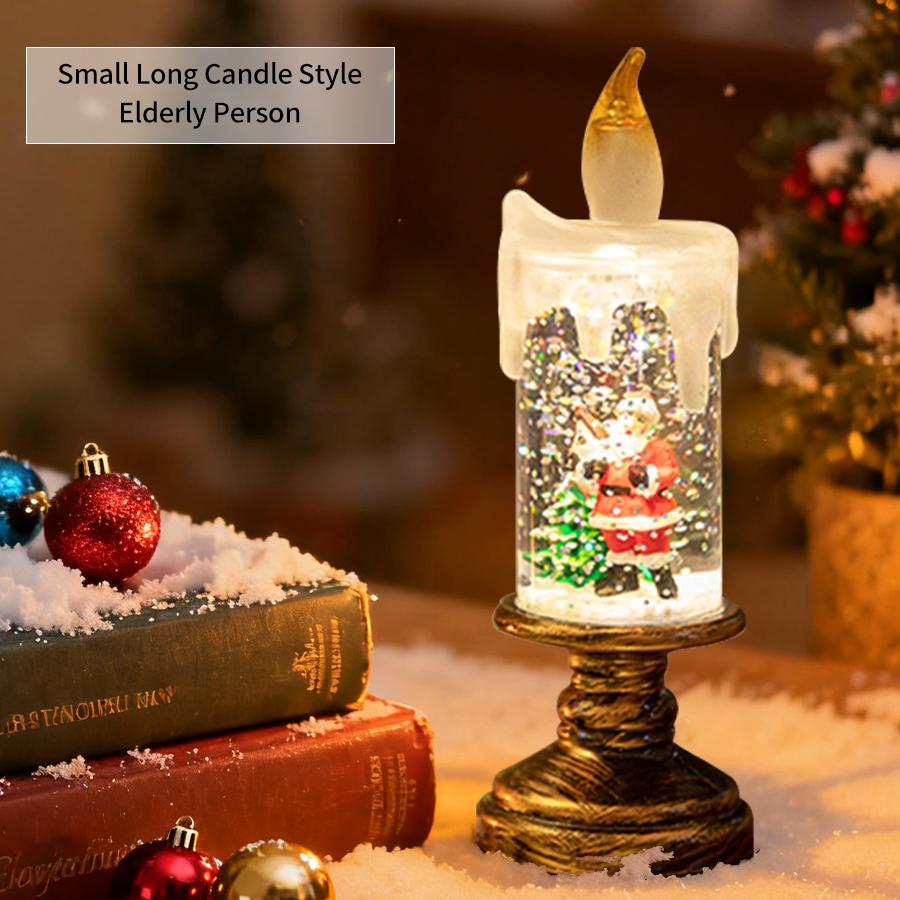 Creative LED Electronic Candle Light Christmas Crystal Snowy Candles Lamp For Christmas Gifts Bedroom Desk Festival Home Decor