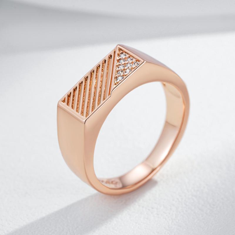 Fashion Square Men Ring  Rose Gold Color Natural Zircon Rings For Women High Quality Daily Fine Jewelry