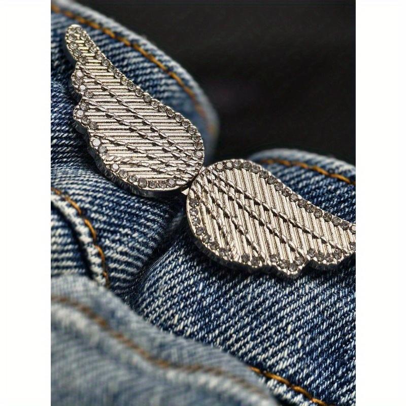 1 Pair Of Waist Shaper Wing Buckles With Detachable No-Nail No-Sew Buckle For Jeans - Detachable Waistband Reducer