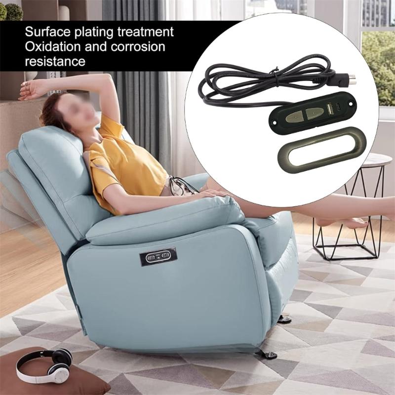 Interruptores de Poltrona Reclinável Elétrica com Porta de Carregamento USB Sofá Reclinável Elétrico Interruptores de Controle Manual de 2 Botões e 5 Pinos Fácil de Usar