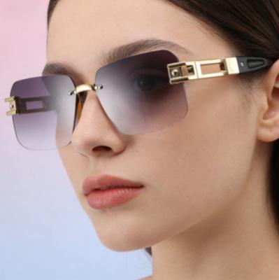 Frameless Trimmed Sunglasses For Men And Women Of The Same Style, Trendy High-End Sunshades, Big Face, Thin And Uv Protection