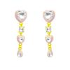 Girl pink earrings silver needle high sense Joker sweet earrings studded love earrings female.
