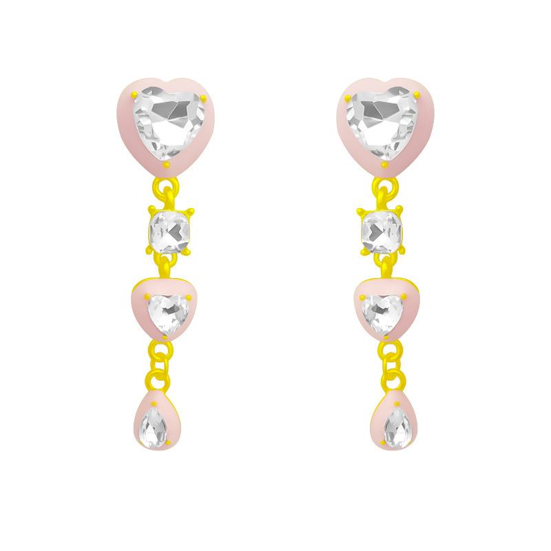 Girl pink earrings silver needle high sense Joker sweet earrings studded love earrings female.