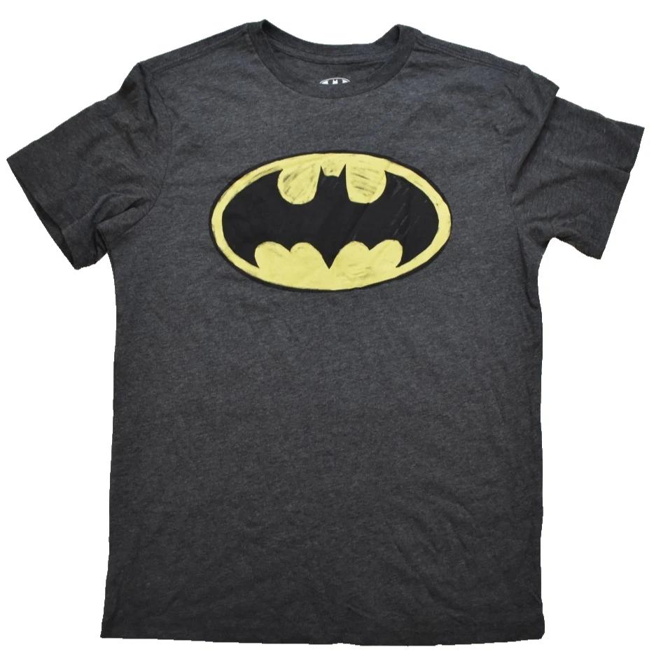 Batman Youth Boys Charcoal Heather Scratch Logo Graphic Shirt NWT XL 4XL
