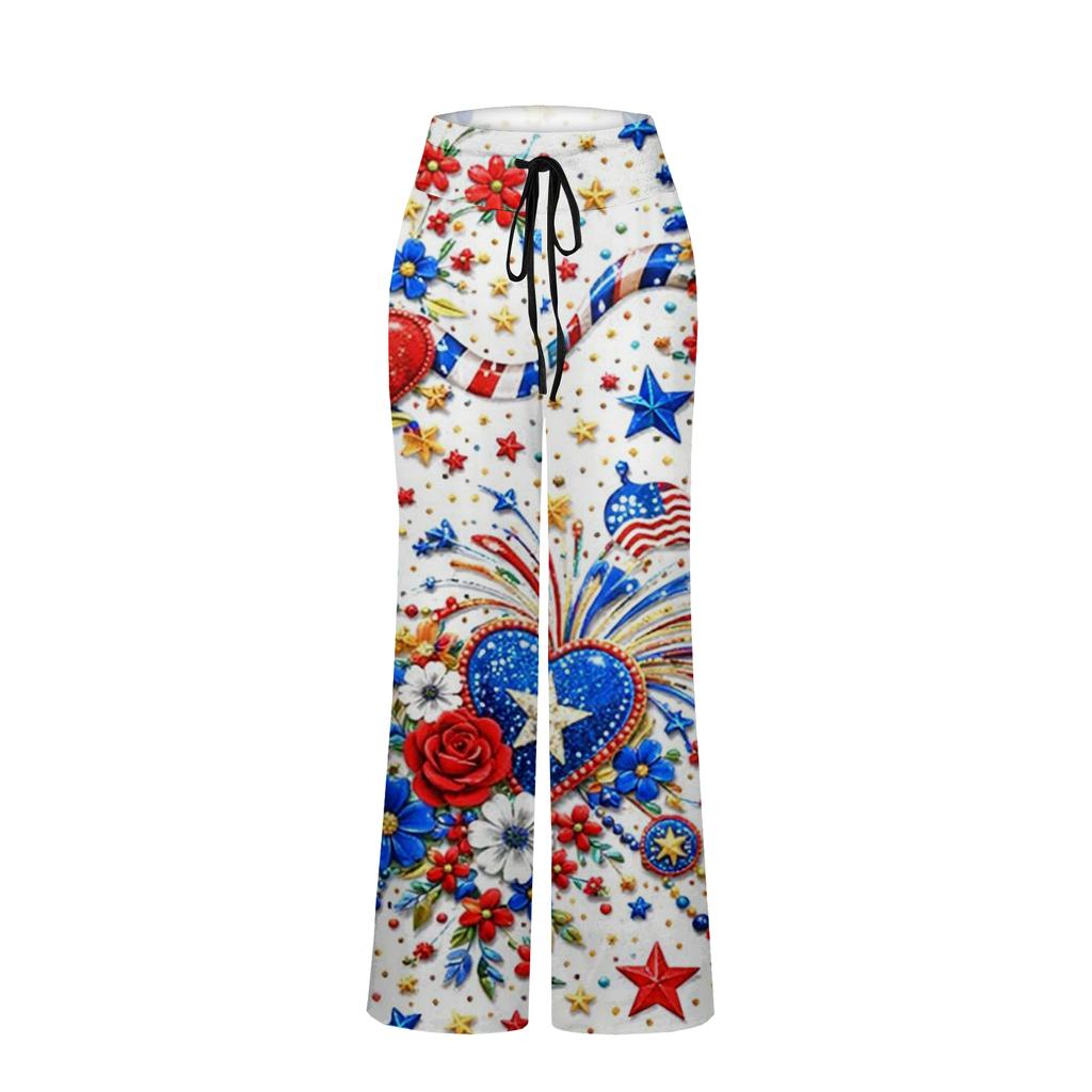 Women's Fashion Loose-Fit Drawstring Elastic Waist Casual Printed Pants