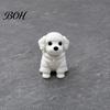 Sitting Dog Ornament 3D Printed Figurine, Mini White Statue for Desk Desktop Puppy Decor, Modern Animal Shape Home Office Bookshelf Minimalist