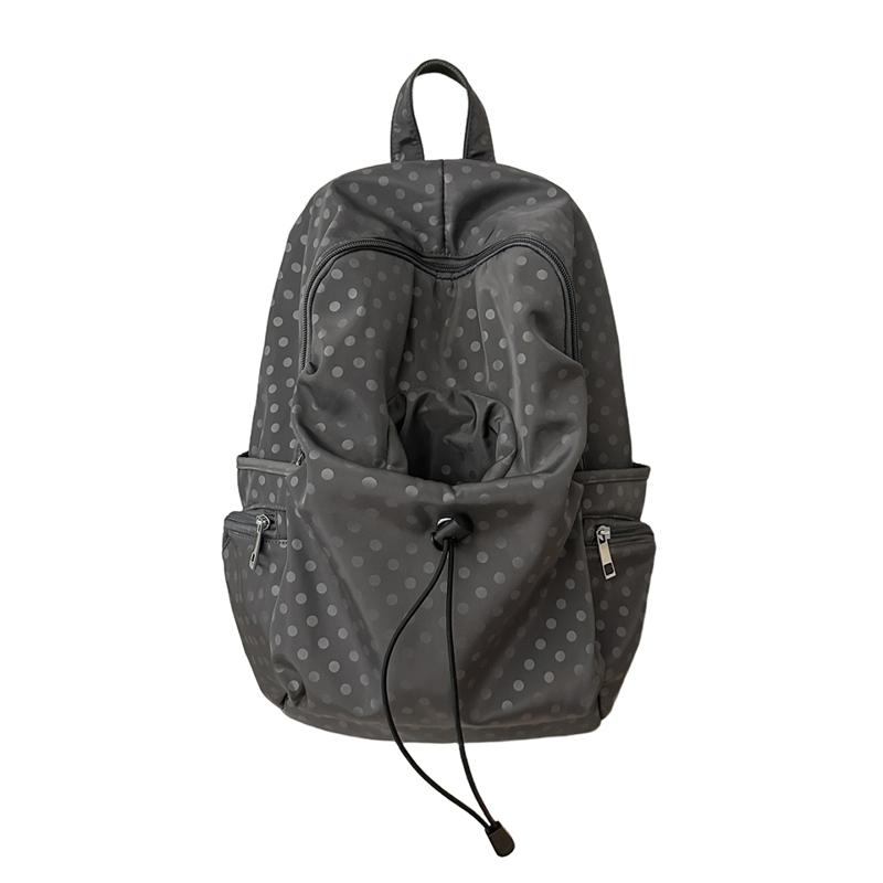 Polo Dot Backpack Large Capacity Nylon Student Schoolbag Sports Travel Backpack серый