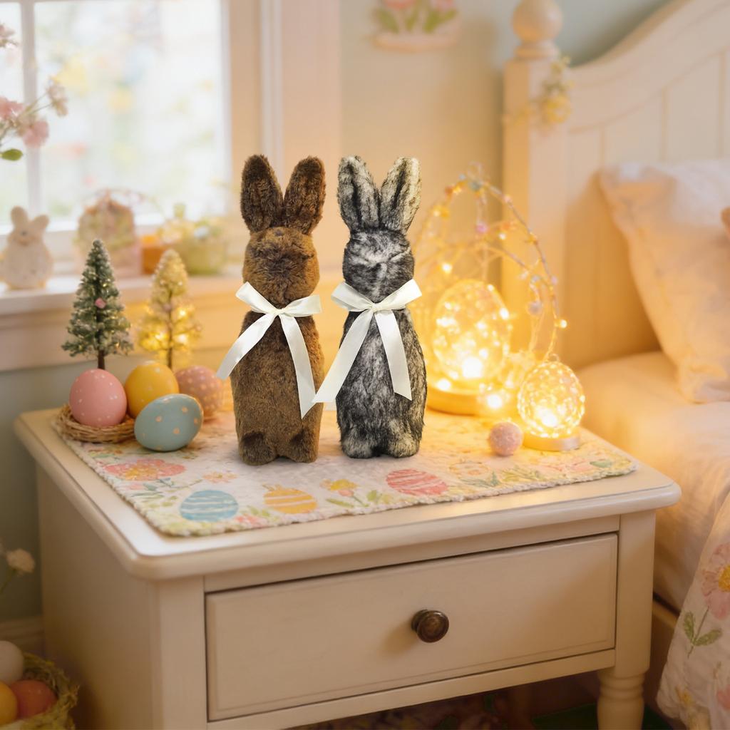 Easter Decorative Bunny Doll, Long Plush Bunny Figurine, Holiday Decorative Doll