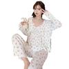 Pure Desire Women's 3-Piece Pajama Set: Long Sleeve, Spring/Autumn Cotton, Padded Camisole, Sexy Homewear