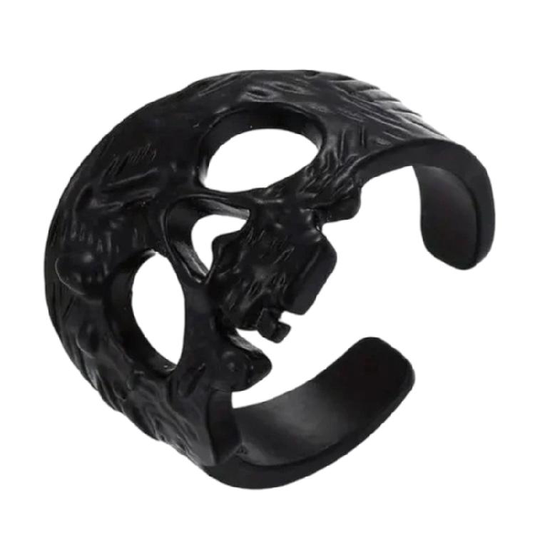 Mysterious Skeleton Mask Statement Ring Vintage Gothic Jewelry With Customizable Fit For Costume Enthusiasts