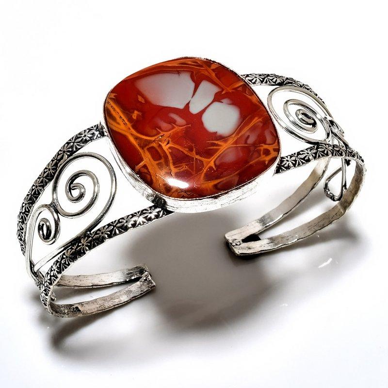 

Noreena Jasper Gemstone 925 Посеребренный браслет-манжета ручной работы
