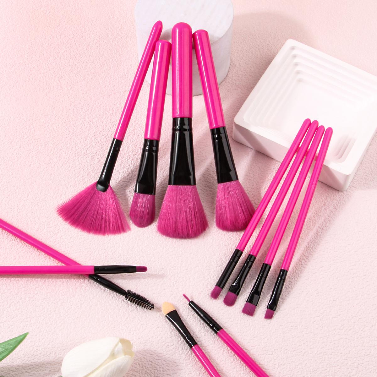 

12Pcs Pink Makeup Brush Set Make Up Concealer Blush Powder Brushes Eye Shadow Highlighter Foundation Brush Cosmetic Beauty Tools рожевий червоний колір