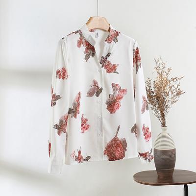 French Printed Shirt Women's 2025 Early Spring New Fashion Suit Collar Special Design Top Trendy