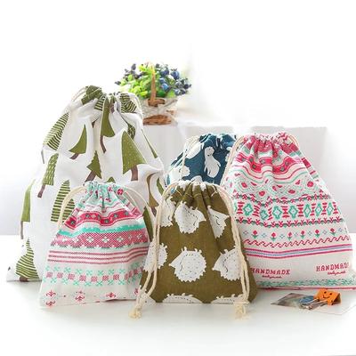 Kleine frische bedruckte Baumwoll-Hanf-Reiseaufbewahrungstasche Bündeltasche Kordelzugtasche Kleideraufbewahrungs- und Organisationstasche Staubdichte Tasche
