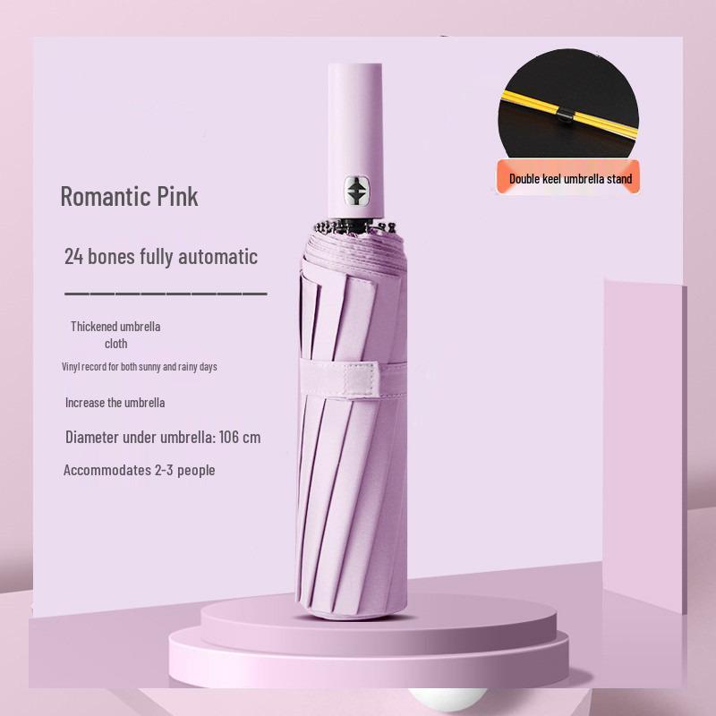Automatic 12-Rib Sun & Rain Umbrella: Enlarged, Reinforced, UV Protection, Folding Sunshade.