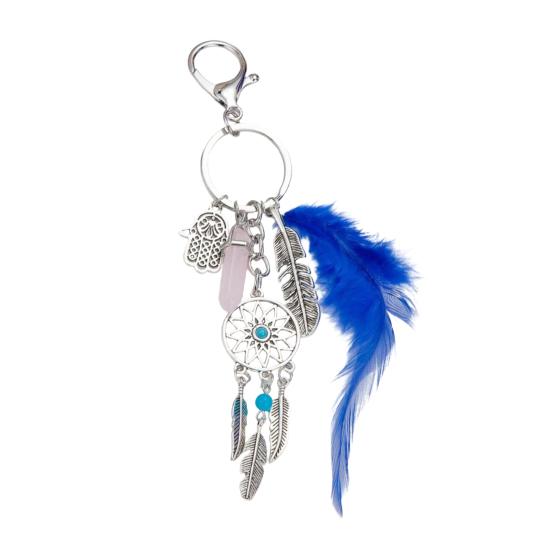 Keychain Dream catcher Feathers Tassels Faux Crystals Charm Bohemian Style Keyring with Lobster Clasp Bags Car Accessories