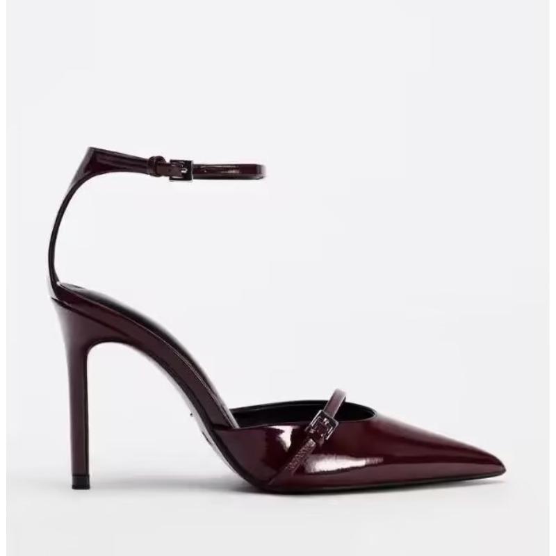 

Модные Сексуальные Туфли-лодочки с Острым Носком и Тонким Высоким Каблуком для Женщин из Патентной Кожи с Ремешком на Щиколотке, Вечерние Туфли для Платья, Модные Босоножки Слингбэки, Zapatos De Mujer 34