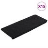 VidaXL Self-Adhesive Stair Treads 15 Pcs 65x24.5x3.5 Cm Black 343478