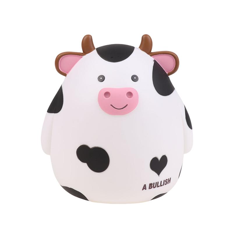 Niedliches Cartoon Kuh Sparschwein Kreatives Vinyl Sparschwein Kinder Geldsparspielzeug Münzbanken Desktop-Ornamente Kindergeschenke