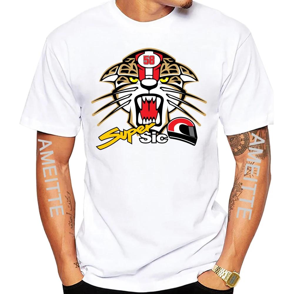 Legend Motorcyclist Marco Simoncelli 58 GP Race T-Shirt Newest Men Short Sleeve Sport Hip Hop Boy Casual Tees Mans White Print Tops