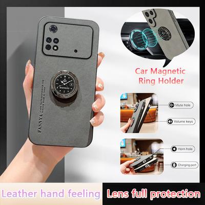Para Xiaomi Poco M4 Pro 4G Capa Suporte Magnético Anel Capa de Telefone Para Poko Little M 4 4M PocoM4 M4Pro Capa Traseira de Couro À Prova de Choque