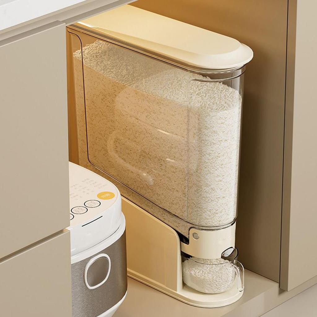 Rice Storage Box Sealed Moisture Proof Insect Proof with Push Food Storage Box Dry Food Rice Dispenser Home Kitchen Storage