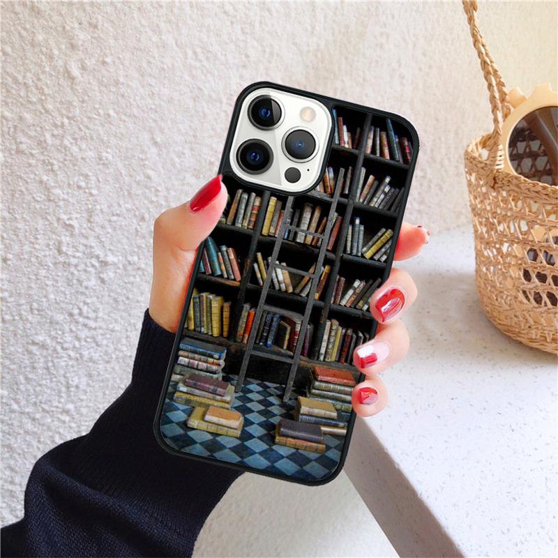 Vintage Book Library Book Shelf Phone Case for iPhone 17 Air 16 15 14 12 13 PLUS 11 PRO MAX Cover Fundas Shell