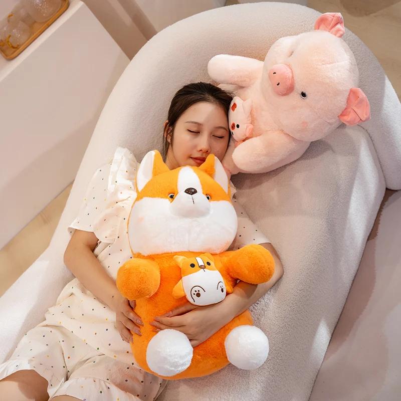 25/35/45cm Soft Animals Cartoon Dog Pig Chicken Pillows Cushion Lovely Stuffed Animal Plush Toy Birthyday Gift