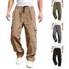 Men's Spring and Summer Thin Section Plus Size Elastic Waist Loose Straight Casual Workwear Pocket Trousers